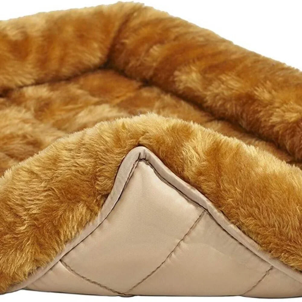 QuietTime Small Dog Bed Faux Fur Cinnamon Washable Travel Portable